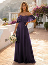 Off the Shoulder Bridesmaid Dresses with Tiered Ruffles