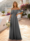 Off the Shoulder Bridesmaid Dresses with Tiered Ruffles