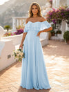 Off the Shoulder Bridesmaid Dresses with Tiered Ruffles