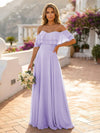 Off the Shoulder Bridesmaid Dresses with Tiered Ruffles