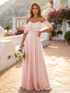 Off the Shoulder Bridesmaid Dresses with Tiered Ruffles