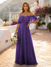Off the Shoulder Bridesmaid Dresses with Tiered Ruffles