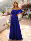 Off the Shoulder Bridesmaid Dresses with Tiered Ruffles