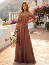 Off the Shoulder Bridesmaid Dresses with Tiered Ruffles