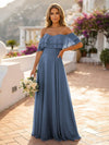 Off the Shoulder Bridesmaid Dresses with Tiered Ruffles