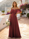 Off the Shoulder Bridesmaid Dresses with Tiered Ruffles