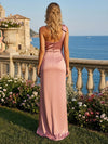 One Shoulder Satin Mermaid Bridesmaid Dresses with Slit