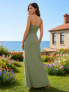 Strapless Chiffon Ruffles Bridesmaid Dresses with Slit