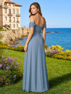 Off the Shoulder V Neck Chiffon A Line Bridesmaid Dresses