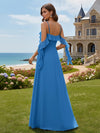 Off the Shoulder Chiffon A Line Bridesmaid Dresses with Slit