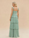 Spaghetti Straps Chiffon A Line Bridesmaid Dresses with Slit