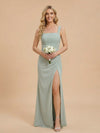 Spaghetti Straps Chiffon Bridesmaid Dresses with Slit