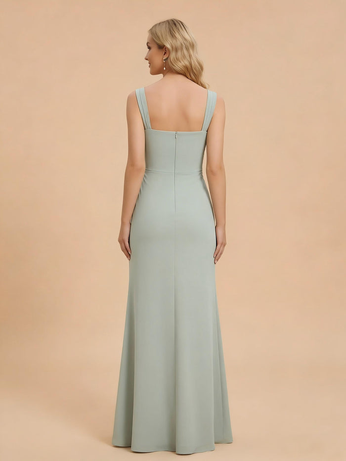 Spaghetti Straps Chiffon Bridesmaid Dresses with Slit