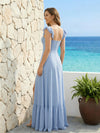 Spaghetti Straps Chiffon A Line Bridesmaid Dresses with Slit