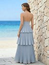Spaghetti Straps Chiffon V Neck Bridesmaid Dresses