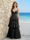Spaghetti Straps Chiffon V Neck Bridesmaid Dresses