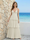Spaghetti Straps Chiffon V Neck Bridesmaid Dresses