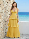 Spaghetti Straps Chiffon V Neck Bridesmaid Dresses