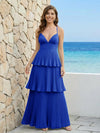 Spaghetti Straps Chiffon V Neck Bridesmaid Dresses