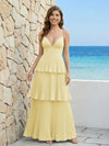 Spaghetti Straps Chiffon V Neck Bridesmaid Dresses