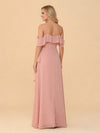 Off the Shoulder Ruffles Chiffon Bridesmaid Dresses with Slit
