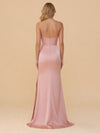 Spaghetti Straps Satin Bridesmaid Dresses with Slit