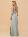 Spaghetti Straps Satin Bridesmaid Dresses with Slit
