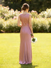 Satin Mermaid Cowl Neck Pleated Bridesmaid Dresses