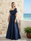 Satin A Line Strapless Bow Bridesmaid Dresses