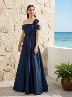 Satin A Line Strapless Bow Bridesmaid Dresses