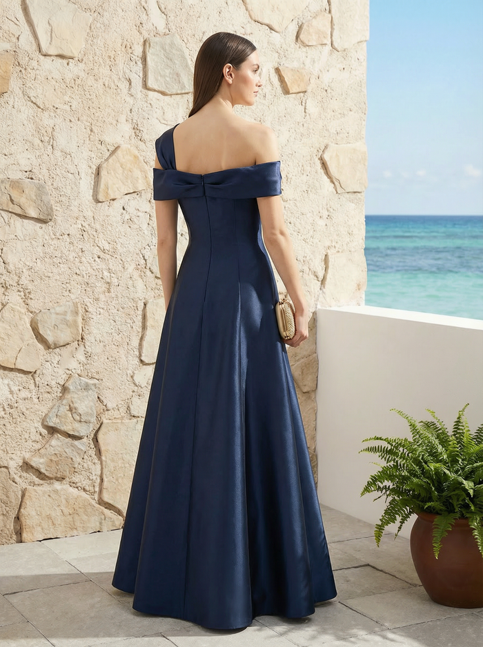 Satin A Line Strapless Bow Bridesmaid Dresses