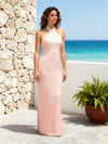 Satin Sheath Halter Slit Bridesmaid Dresses