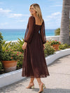 Chiffon A Line Pleated Bridesmaid Dresses with Long Sleeves