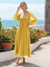 Chiffon A Line Pleated Bridesmaid Dresses with Long Sleeves