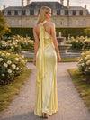 Satin Halter Mermaid Floor Length Bridesmaid Dresses