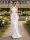Satin Halter Mermaid Floor Length Bridesmaid Dresses