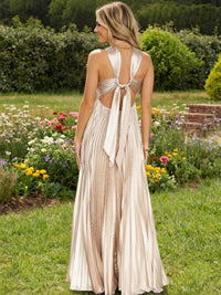 Satin Halter A Line Pleated Bridesmaid Dresses