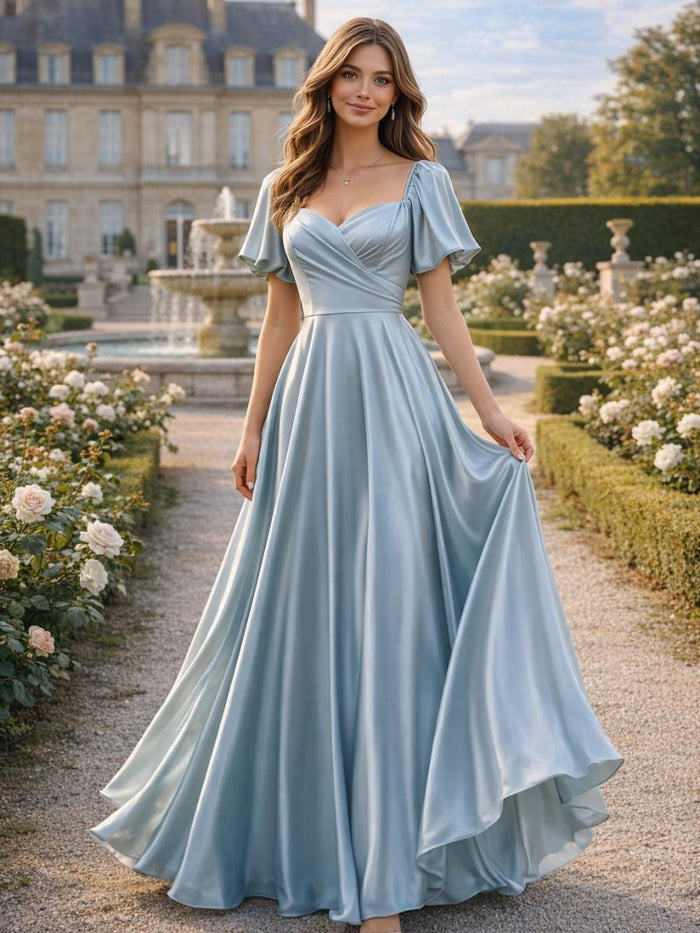 Satin Sweetheart A Line Bridesmaid Dresses with Bow