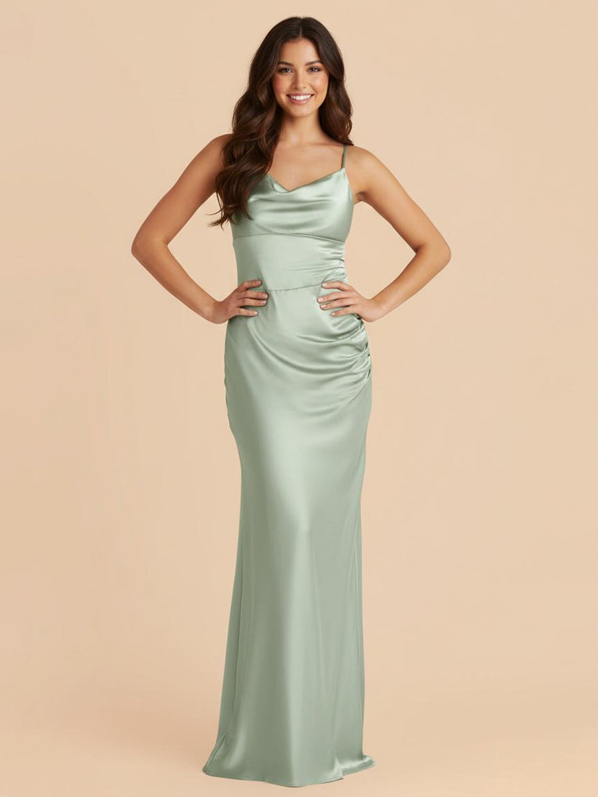 Satin Spaghetti Straps Bodycon Bridesmaid Dresses