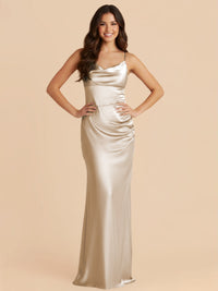 Satin Spaghetti Straps Bodycon Bridesmaid Dresses