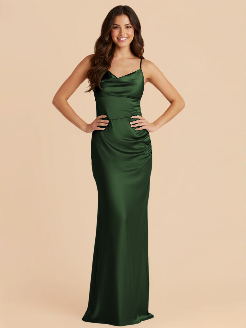 Satin Spaghetti Straps Bodycon Bridesmaid Dresses