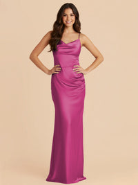Satin Spaghetti Straps Bodycon Bridesmaid Dresses