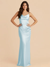 Satin Spaghetti Straps Bodycon Bridesmaid Dresses