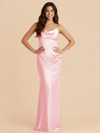 Satin Spaghetti Straps Bodycon Bridesmaid Dresses