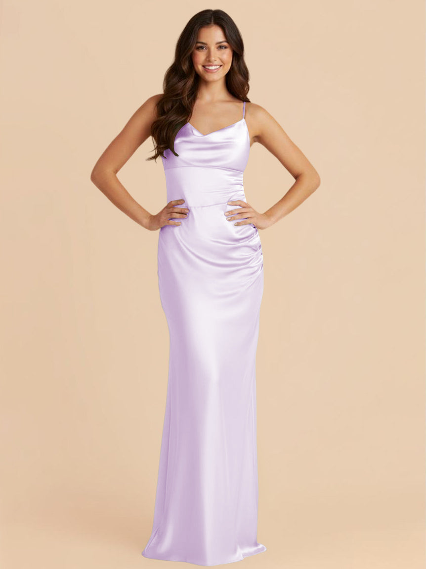 Satin Spaghetti Straps Bodycon Bridesmaid Dresses