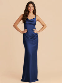 Satin Spaghetti Straps Bodycon Bridesmaid Dresses