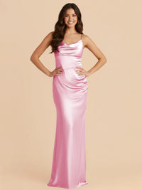 Satin Spaghetti Straps Bodycon Bridesmaid Dresses