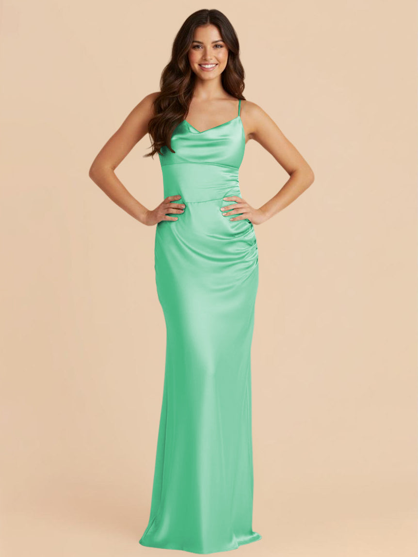 Satin Spaghetti Straps Bodycon Bridesmaid Dresses