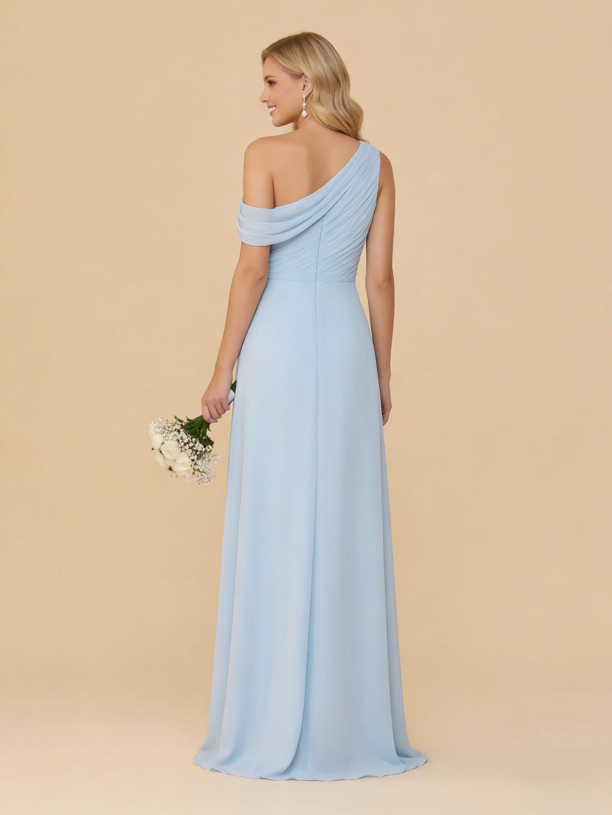 One Shoulder Pleated Chiffon Bridesmaid Dresses