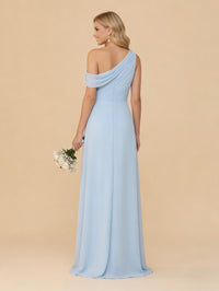 One Shoulder Pleated Chiffon Bridesmaid Dresses